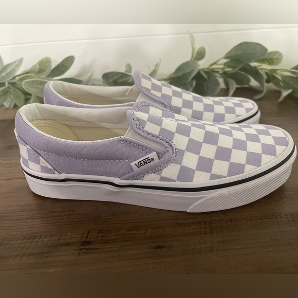 Purple Checkered Slide On Vans - Picture 2 of 6